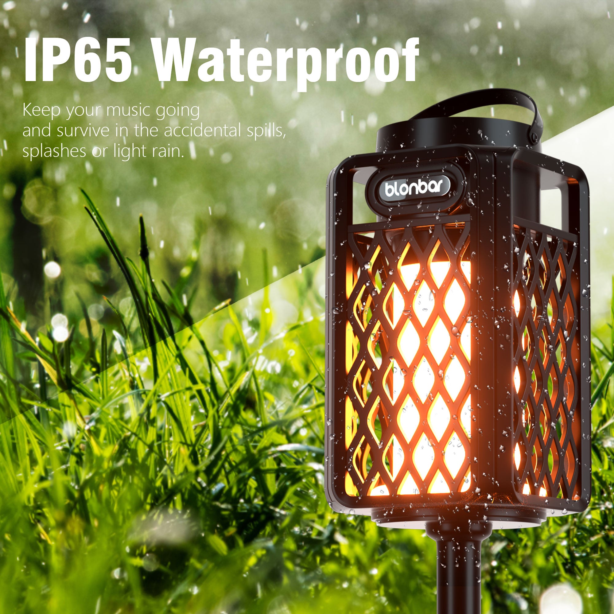 Blonbar 2PCS Led Flame Speaker,Outdoor Bluetooth Speaker with Atmosphere,10W Outdoor Portable Stereo Speaker,IP65 Waterproof Torch Lights for Patio Home Decor,Wireless Bluetooth Speaker for Camping