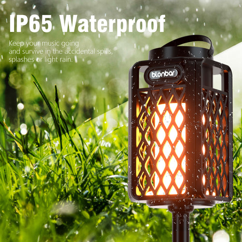 Blonbar 2PCS Led Flame Speaker,Outdoor Bluetooth Speaker with Atmosphere,10W Outdoor Portable Stereo Speaker,IP65 Waterproof Torch Lights for Patio Home Decor,Wireless Bluetooth Speaker for Camping