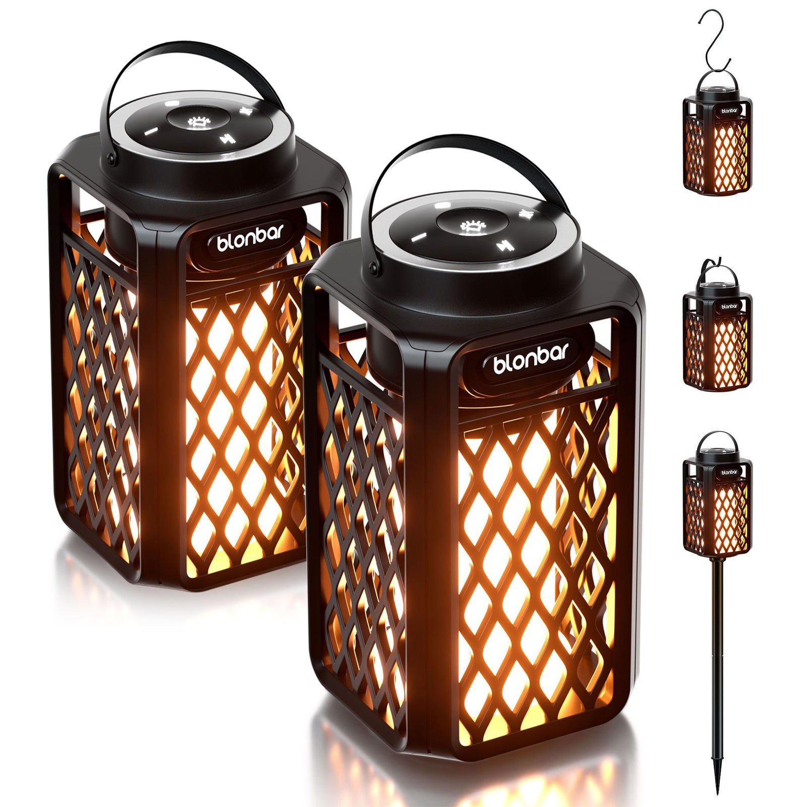 Blonbar 2PCS Led Flame Speaker,Outdoor Bluetooth Speaker with Atmosphere,10W Outdoor Portable Stereo Speaker,IP65 Waterproof Torch Lights for Patio Home Decor,Wireless Bluetooth Speaker for Camping
