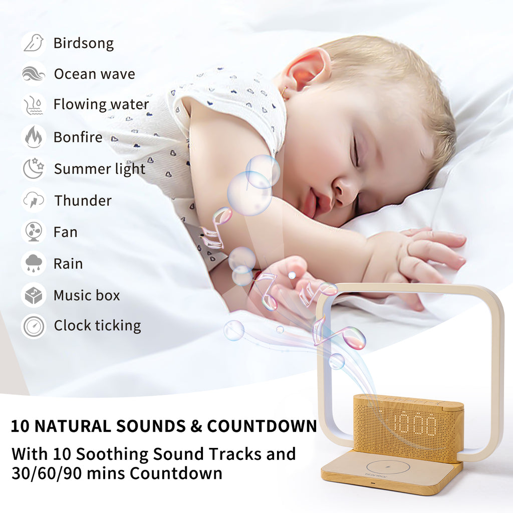 blonbar Sunrise Alarm Clock with Wireless Charging Desk Touch Lamp 3 Level Dimmable Wake-up Light Bedside Lamps for Bedroom Living Room,Sunrise Lamp with 10 Natural White Noise Sound 30/60/90 Mins countdown