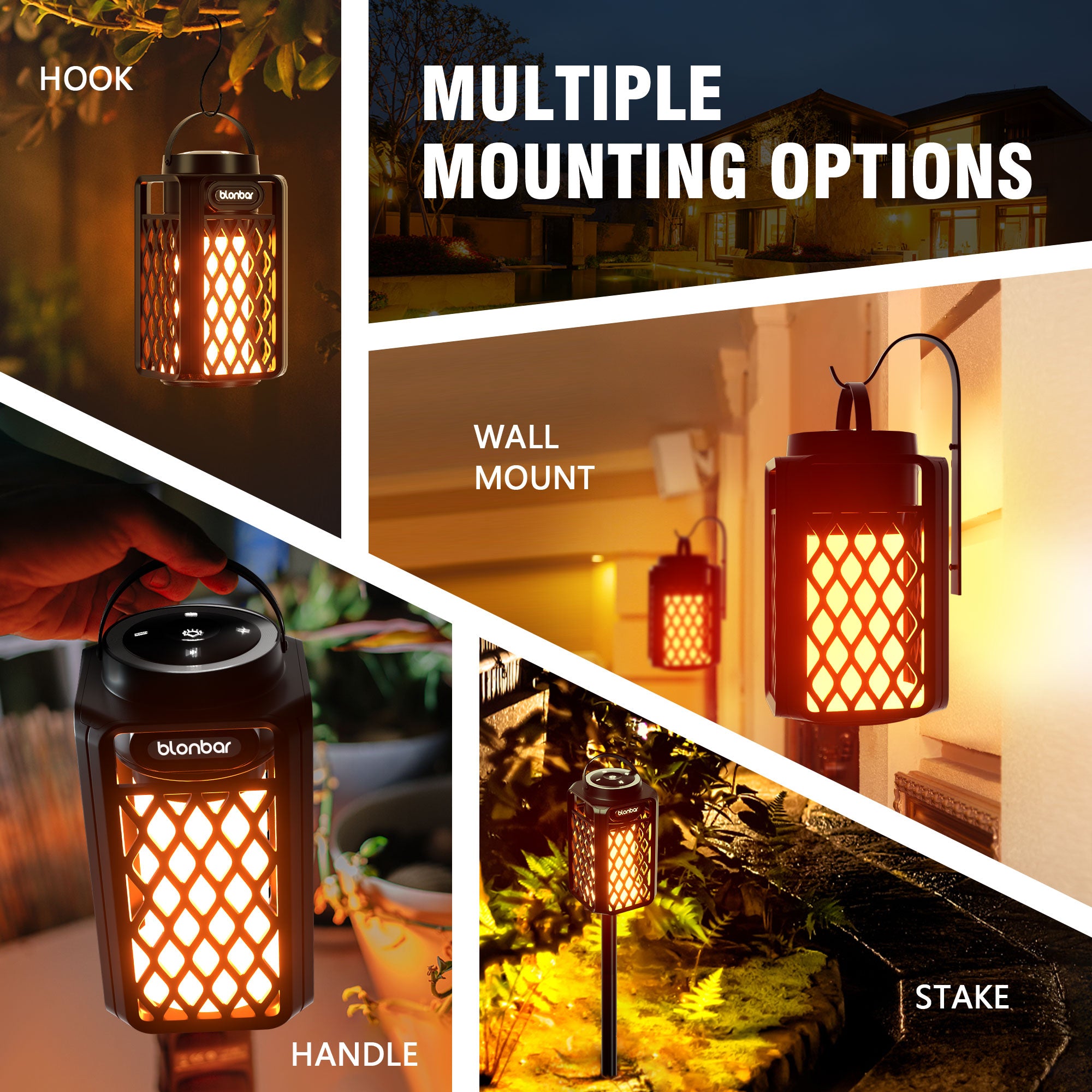 Blonbar 2PCS Led Flame Speaker,Outdoor Bluetooth Speaker with Atmosphere,10W Outdoor Portable Stereo Speaker,IP65 Waterproof Torch Lights for Patio Home Decor,Wireless Bluetooth Speaker for Camping